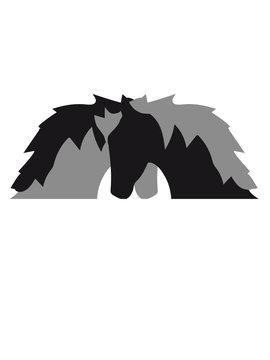 2 horses love couple in love beautiful team buddies horse head logo symbol design
