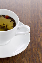 cropped view of lime tea cup and saucer