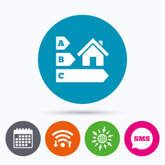 Energy efficiency icon. House building symbol