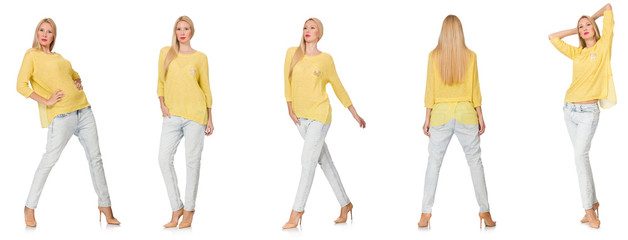 Composite photo of woman in various poses