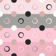Seamless universal pattern. Polka dots, circles, strips