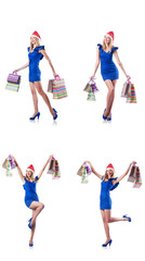Obraz premium Woman with shopping bags isolated on white