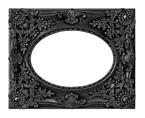 The antique black frame on the white background