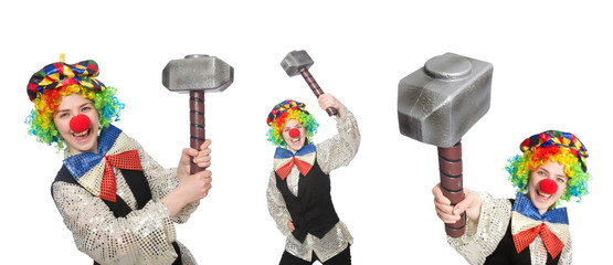 Clown in various poses isolated on white