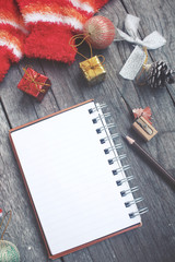Blank notepad with christmas decoration
