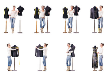 Fototapeta premium Woman tailor working on dress