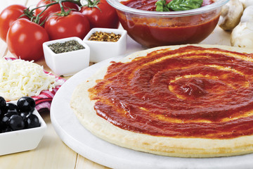 raw pizza ingredients