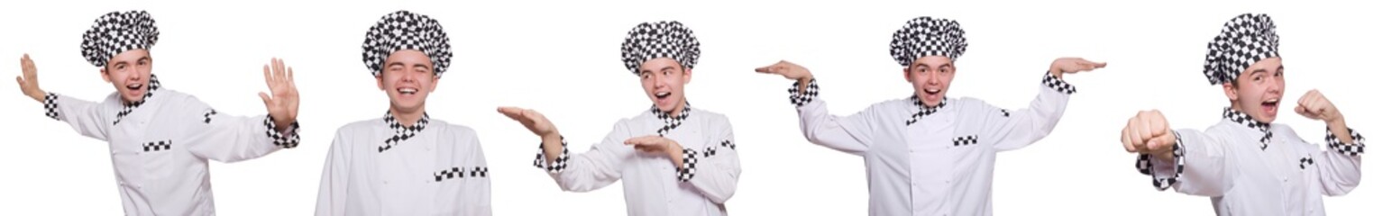 Set of photos with funny cook