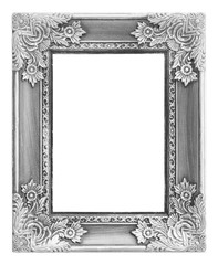 Old antique silver frame on the white background