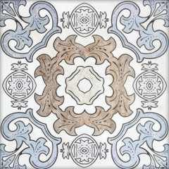 Old ceramic tiles patterns handicraft from thailand In the park