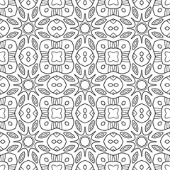 Black and white seamless pattern. Decorative ornament for coloring book