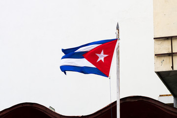 Cuban flag on building in havana, Cuba