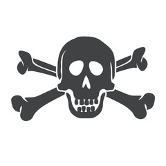 Crossbones and skull logo.