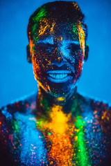 Man colored fluorescent powder.