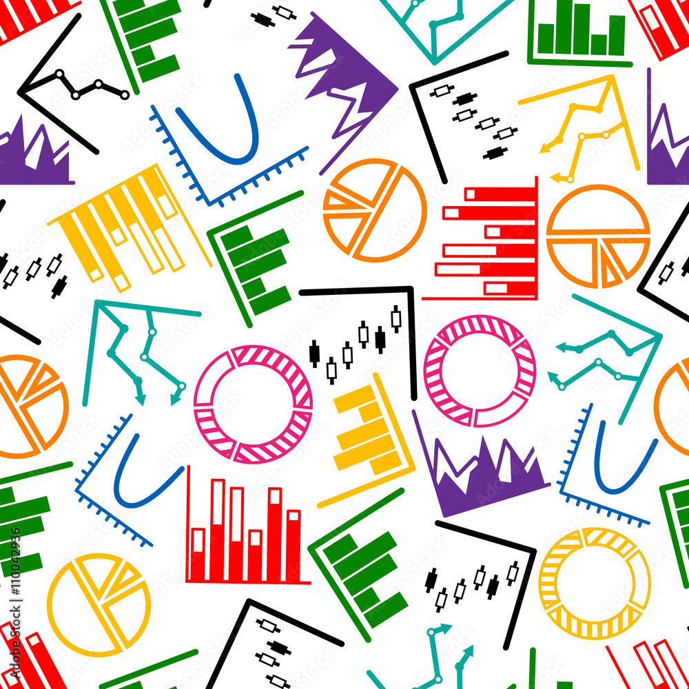 Poster business graphs and charts seamless pattern