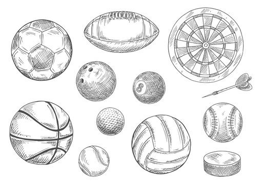 Sporting items sketches for sport game design