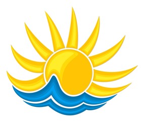 sun Logo in the sea. 
