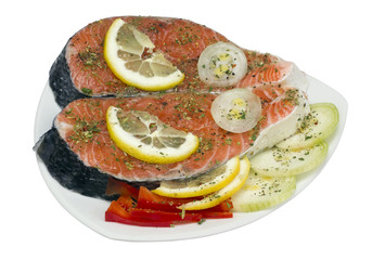 Pieces of a fresh Norwegian salmon