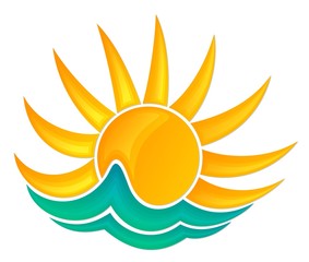 sun Logo in the sea. 
