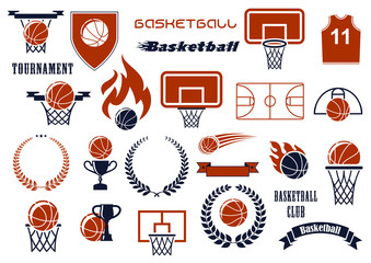 Fototapeta premium Basketball game items for sport club, team design