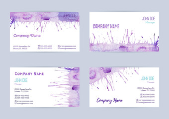 Set of watercolor business cards
