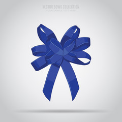 Blue bow from ribbon isolated symbol, vector illustration