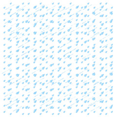 Watercolor rain. Blue drops isolated on white background.