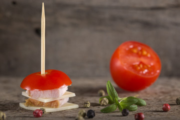 Mini ham and cheese appetizer