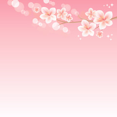 Fototapeta na wymiar Flowers background. Flowers design. Vector abstract illustration. Sakura blossoms. Branch of sakura with flowers. Cherry blossom branch on pink. Vector 
