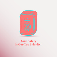 Safe icon for business security illustration. Vector safety deposit box.