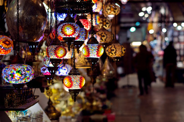 Traditional lamps at  the Grand Bazaar in Istanbul