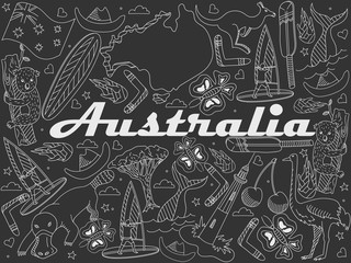 Australia chalk illustration