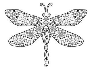 Dragonfly coloring vector for adults