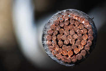 Copper, cables, insulators, conductors.