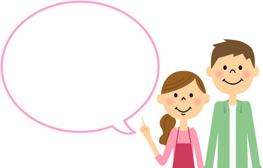 指をさす若いカップル　吹き出し