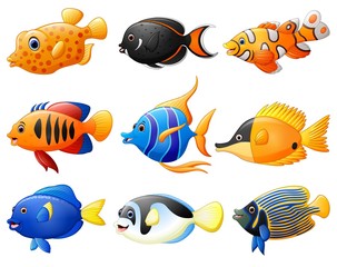 Fototapeta premium Fish cartoon set