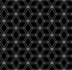 Vector modern seamless geometry pattern flower of life, black and white abstract geometric background, subtle pillow print, monochrome retro texture, hipster fashion design
