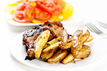 Oven baked potato with grilled chicken