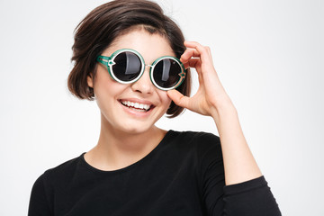 Smiling woman in sunglasses