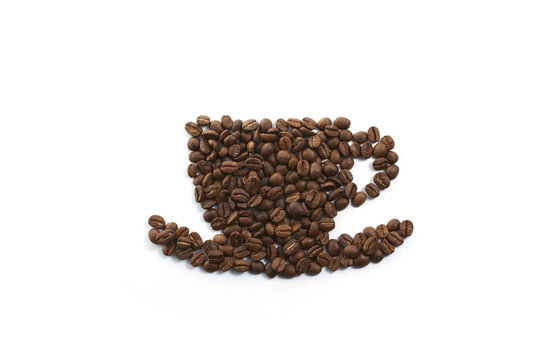 コーヒー豆でコーヒーカップ