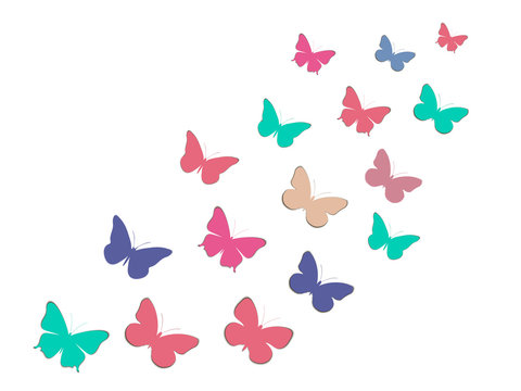 Set of butterflies. Paper butterflies with shadow. Vector illustration.