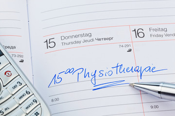 Eintrag im Kalender: Physiotherapie