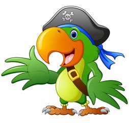 Naklejka premium Cartoon pirate parrot