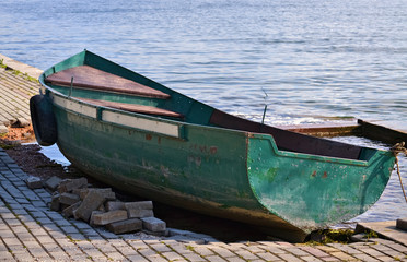 Small green rowboat