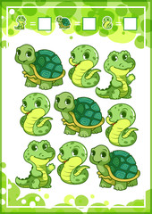 Education counting game for preschool kids with animals.