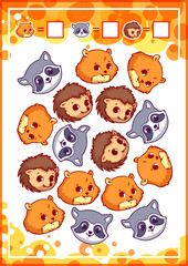 Education counting game for preschool kids with animals.