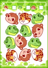 Fotobehang Education counting game for preschool kids with animals. © yavi