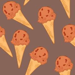 Hand drawn vector illustration - Collection of ice cream. Seamle