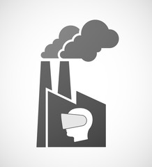 Isolated industrial factory icon with  a male head wearing a vir