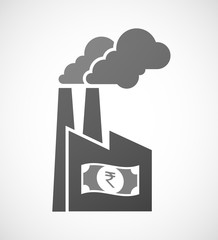 Isolated industrial factory icon with  a rupee bank note icon